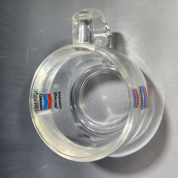 Vintage Chevron Oil Mug Unique Heavy Acrylic Crystal Clear Lucite Advertising - Picture 3 of 7